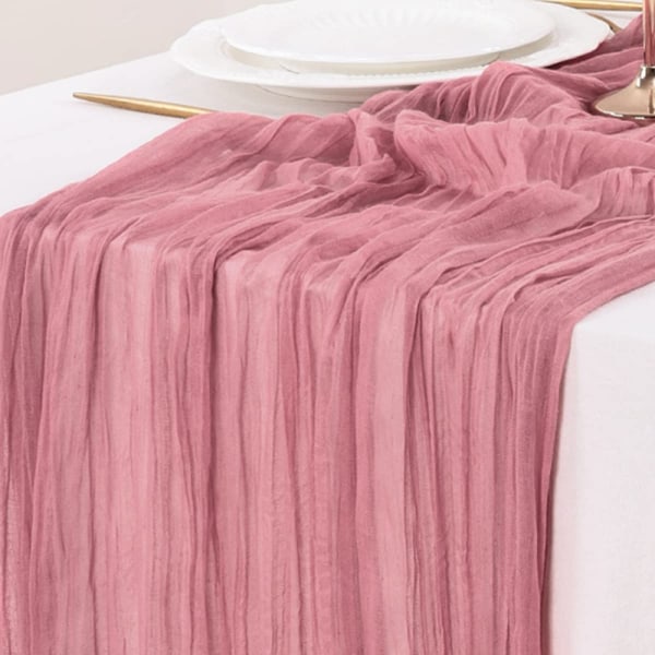 Bohemian Country Gauze Tablecloth Light Pink Gauze Tablecloth for Baby Shower Decoration black 90cmx400cm