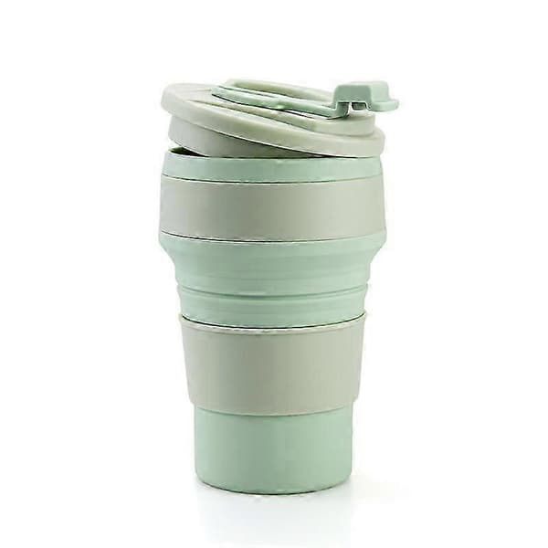Sammenleggbart campingkrus med sugerør, silikon, 450 ml, grønt