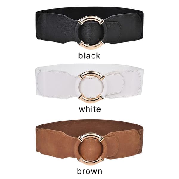 Elastisk midjebelte for kvinner med stretch og gullspenne, BRUN brun brown brown