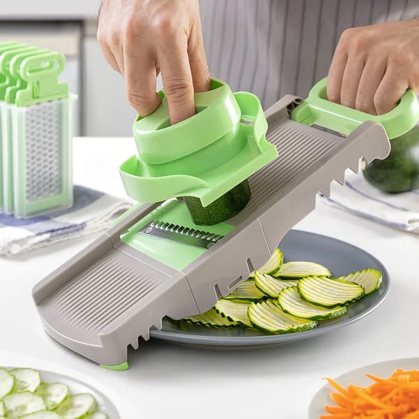 6-i-1 grønnsakskutter / spiralizer og mandolin / rivjern med s