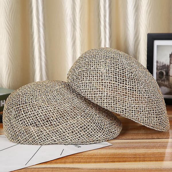 Stråhatt Flat Cap for Dame/Herre - Hatt med brem Vår-sommer L (58-60cm)