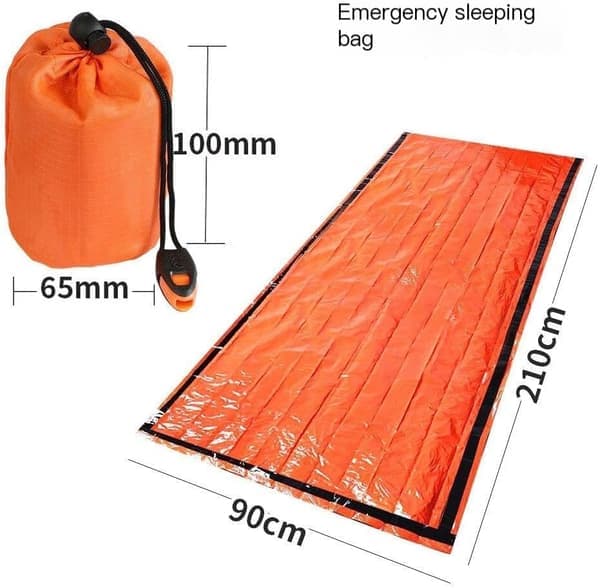 Nødsovepose med oppbevaringslomme - 90x210cm, oransje