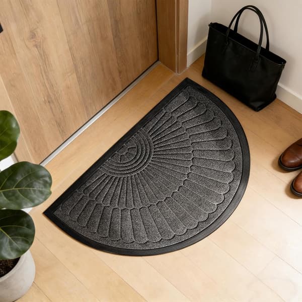 Dörrmatta för ytterdörr - Halkfri gummimatta för utomhusbruk - Halvcirkelformad polyester matta 50x80 cm