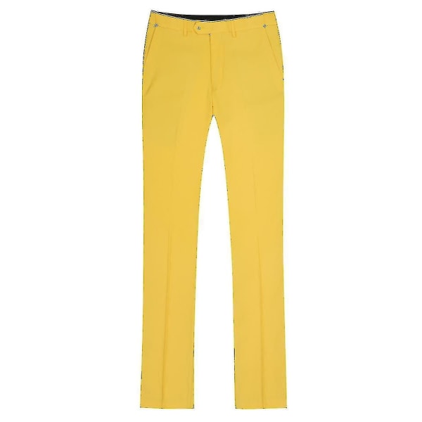 Miesten puku Business Casual 3-osainen puku bleiseri housut liivi 9 väriä Z Myydyt tuotteet Yellow M