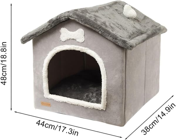 Kæledyrsseng halvlukket hundeseng til små til mellemstore hunde op til 5 kg