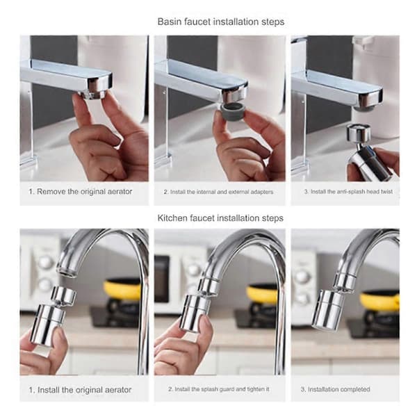Kitchen Faucet Spray Head Filter Adjustable Rotating Splash-proof Faucet Nozzle Bubbler Sink Mixer Black B