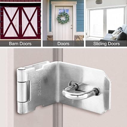 1-pack 90-graders hänglåsspänne, 10 cm, silver, 304 rostfritt stål