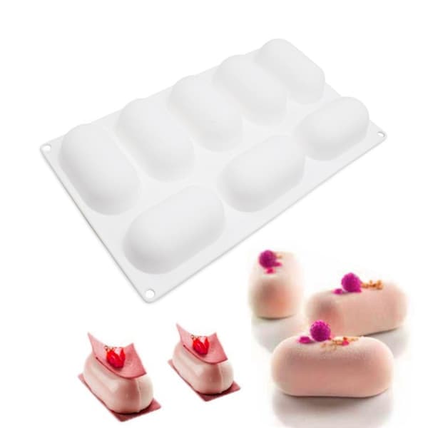 Aflange 8 stk Mousseform Pude | Silikoneform Vit white