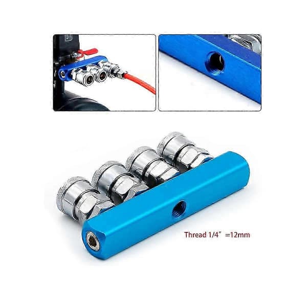 Pneumatisk lynkobling C-type 1/4 BSP-gevind Blå & Sølv Metal