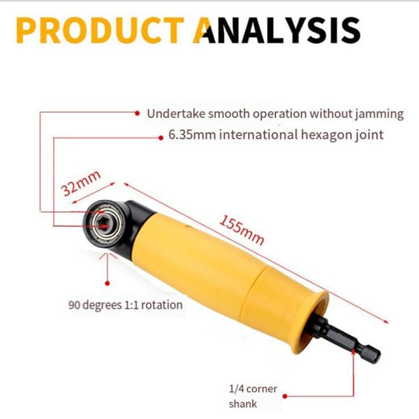 90 Degree Screwdriver Electric Screwdriver Electric Drill Angle Extension Attachment Right Angle Screwdriver