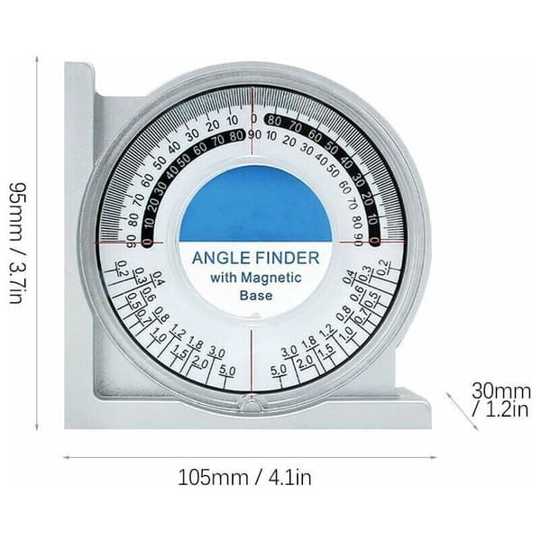 Magnetisk vinkelmåler mini-inklinometer med dobbelt vaterpas og sammenligningstabel