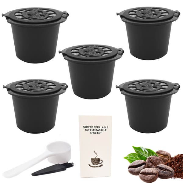 Reusable Coffee Capsules Nespresso, 5-pack black black