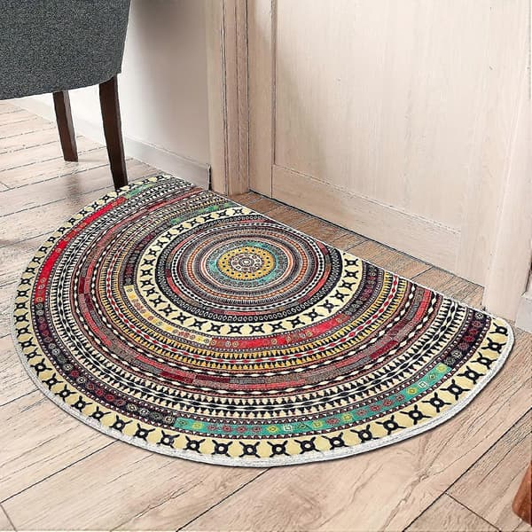 Bohemsk halvsirkelformet entrématte - sklisikker, vannabsorberende, maskinvaskbar - 60*90cm