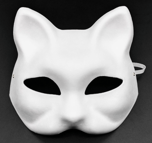 10 stk. Malbar katte-maske i papmaché, halvmaske til børn, kostumefest, rollespil, gave