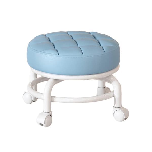 360° Rotating Rolling Stool Household Stool Movable Stool Low Noise Belt Wheel Casters Low Stool Universal Swivel Wheels For Kitchen Home Blue Blue Blue