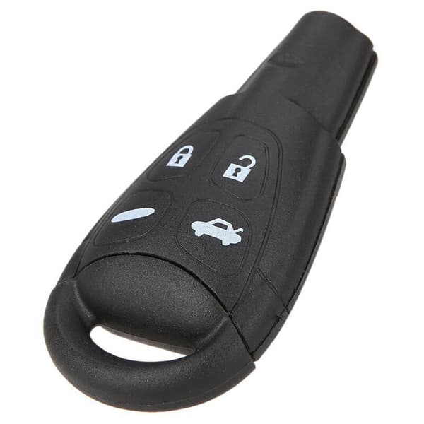 Replacement 4 Buttons Keyless Remote Vehicle Key Fob Shell Key Case and Buffer Button with Insert Blade Compatible with Saab 9.3 and 9.5
