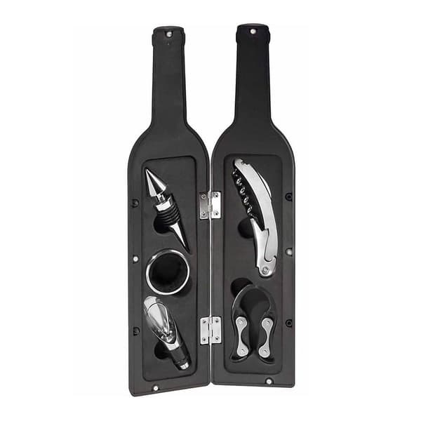 Wine Bottle-Shaped Gift Set: Wine Accessories & Decor Svart black