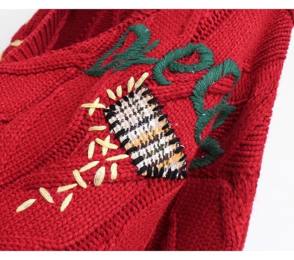 Dam Jul Tröja Pullover Tröja Jumper Rund Hals Ribbad Stickning