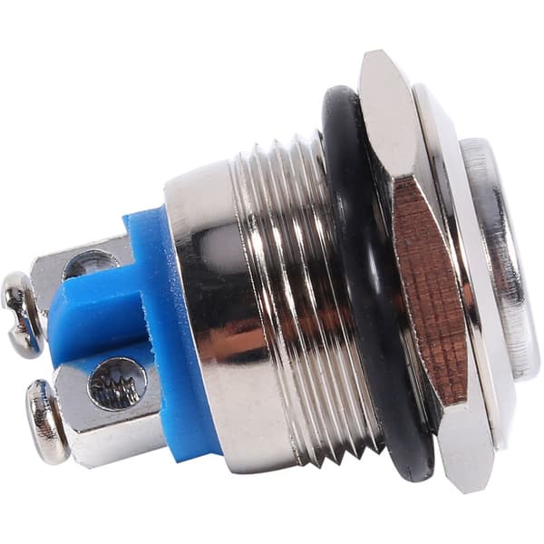 12V 16mm Waterproof Momentary Metal Push Button ON OFF Horn Switch Silver