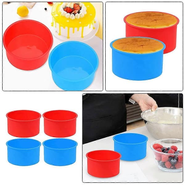 4 stk. silikonekageforme til bagning, non-stick bageforme, bageredskaber, forme til mousse, muffins