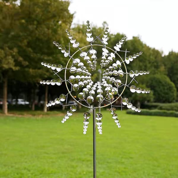Magisk 3D-väderkvarn, 32 cm, metall, vinddriven, trädgårdsskulptur