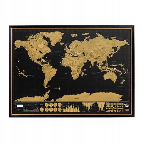 Resekart World Map Scratch Map - Size 82 X 59 Cm