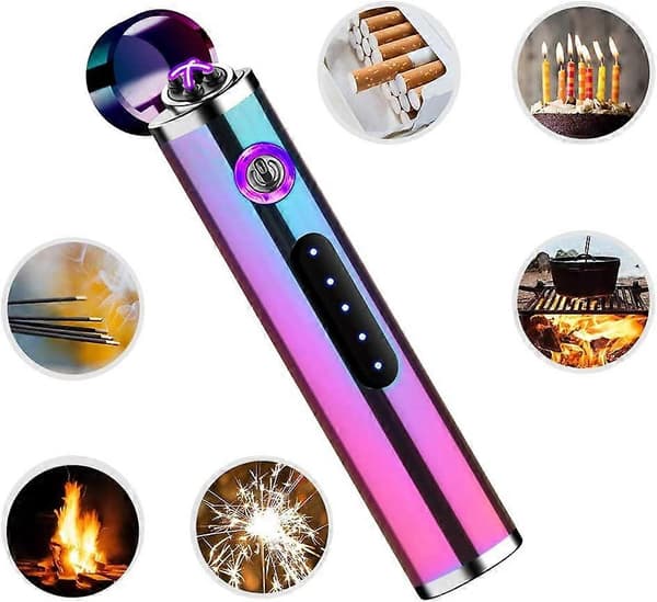 Electric Lighter, USB Rechargeable Lighter, Arc Lighter with Power Indicator Light, Flameless Lighter, Windproof Portable Lighter, Mother's Day Gift for Me