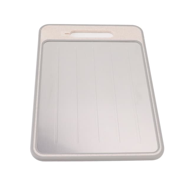 Double-Sided Thawing Tray, Thawing Cutting Board with Sharpener, Wheat Straw, for Frozen Meat
