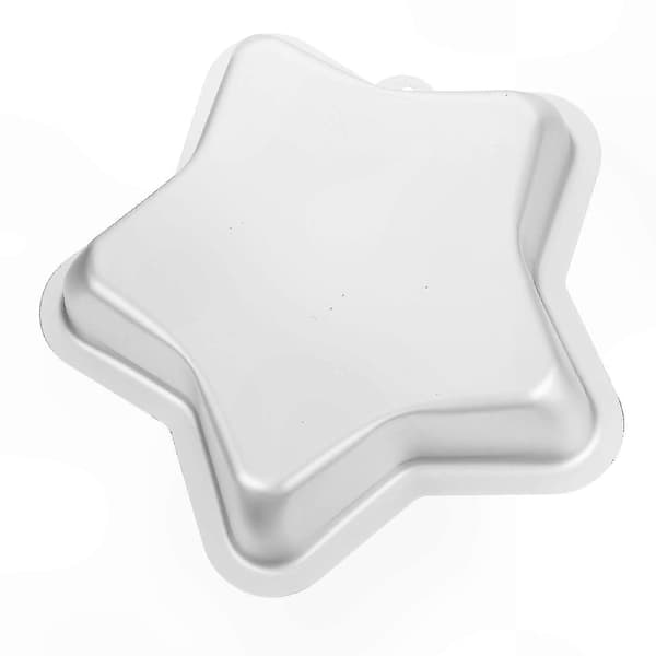 Stjerneformet non-stick kageform, bageform i aluminium til fødselsdagsfester, 24x23x4.8cm, sølv, 1-delt 25-26