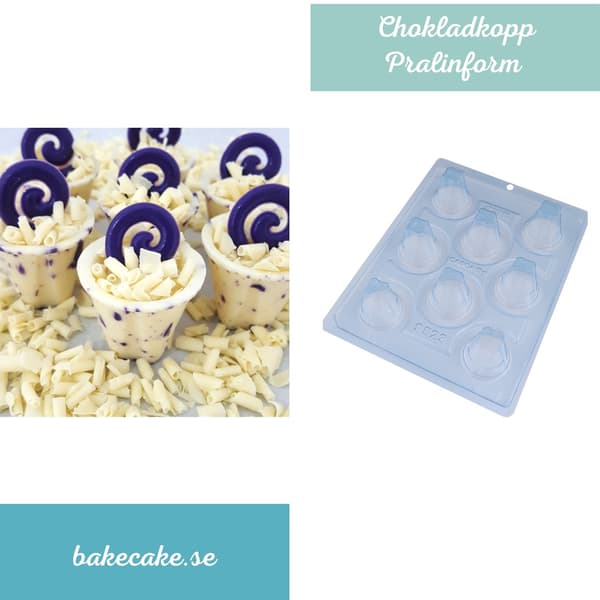 Pralinform Kopp Sjokoladeform - BWB 9523 - Spesiell 3-delt form Transparent transparent