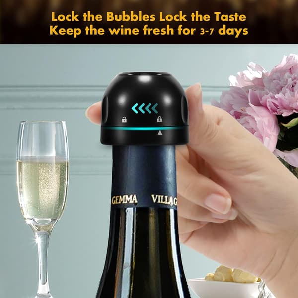 Champagne stopper, wine stopper, 4-pack, universal, reusable, silicone, sealed, leak-proof