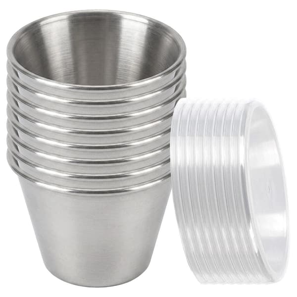 Såsskålar i rostfritt stål med lock, 70 ml, 8-pack