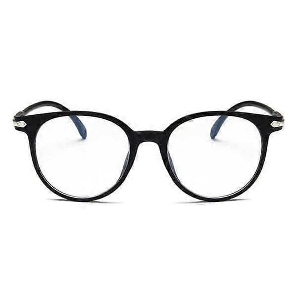 Matte sorte runde briller med klare glas uden styrke, klare glas, sorte