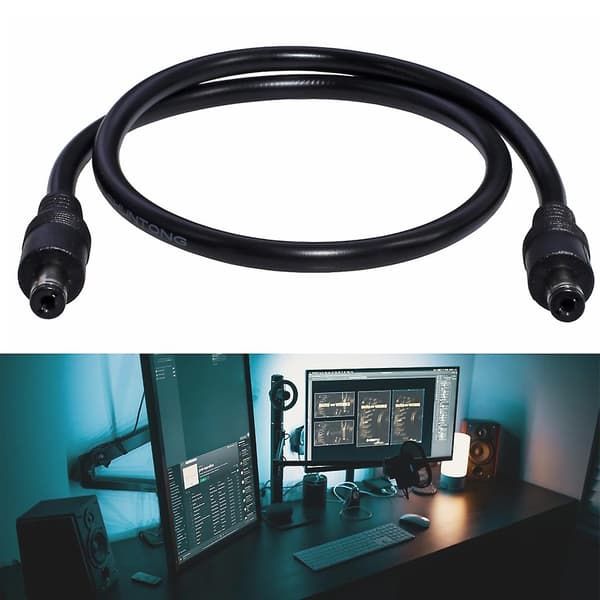 DC Strømkabel 5.5 x 2.1mm Han til 5.5 x 2.1mm Han Adapter Tilslutningskabel 5m 5m