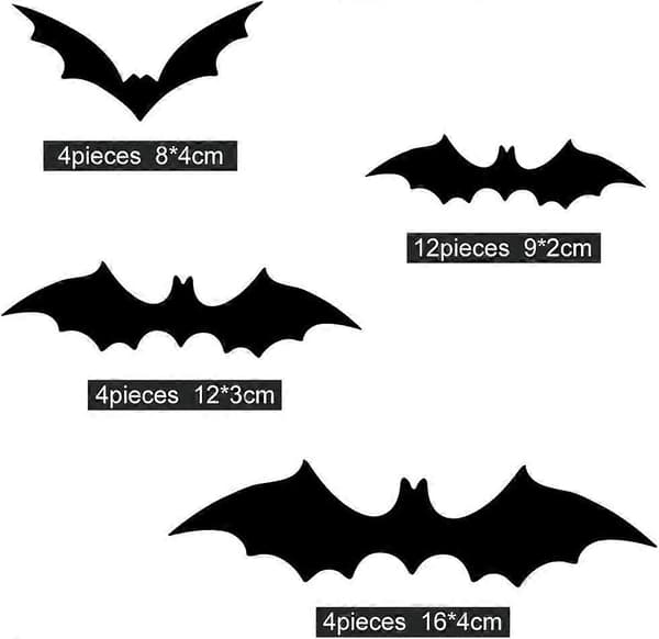 Halloween Väggdekor DIY PVC 3D Dekorativa Fladdermöss 24 Delar