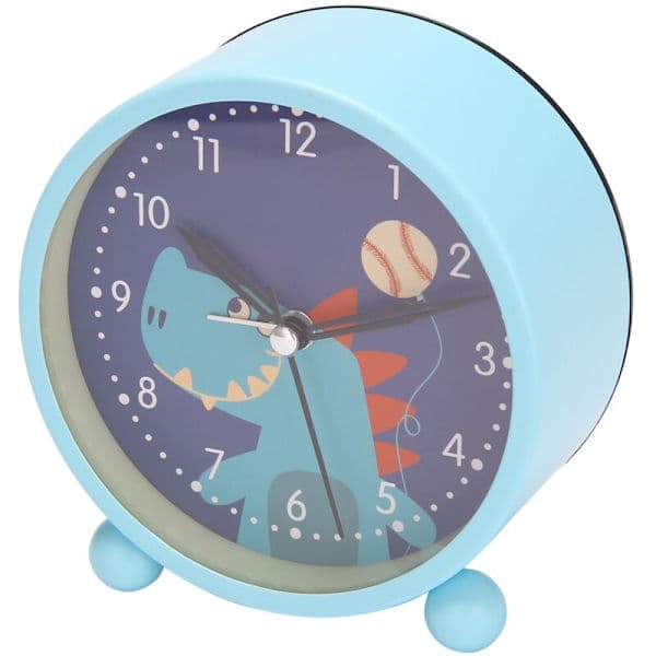 Kids' Alarm Clock with Night Light, Analog Alarm Clock for Children, Clock with Snooze Function for Bedroom, Compact Non-Ticking Blue