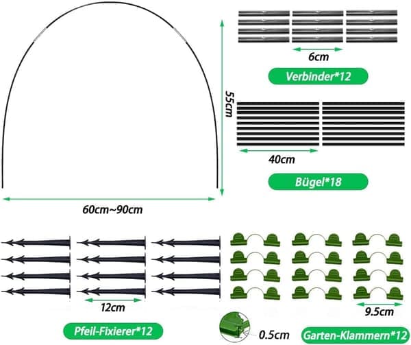 Växthusbåge folietunnel glasfiber 18 st 18 st