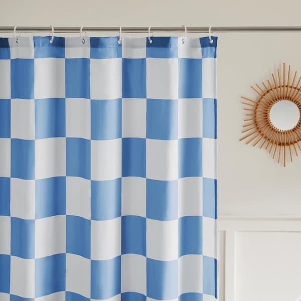 Lollanda Rutigt Duschdraperi 180x180 cm Blått Blue