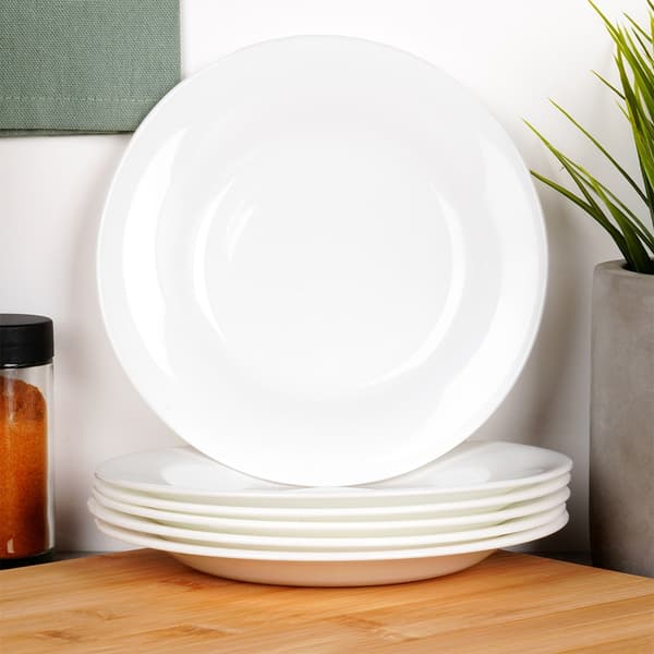 Desserttallrikar i glas, vita, 18 cm, set om 6