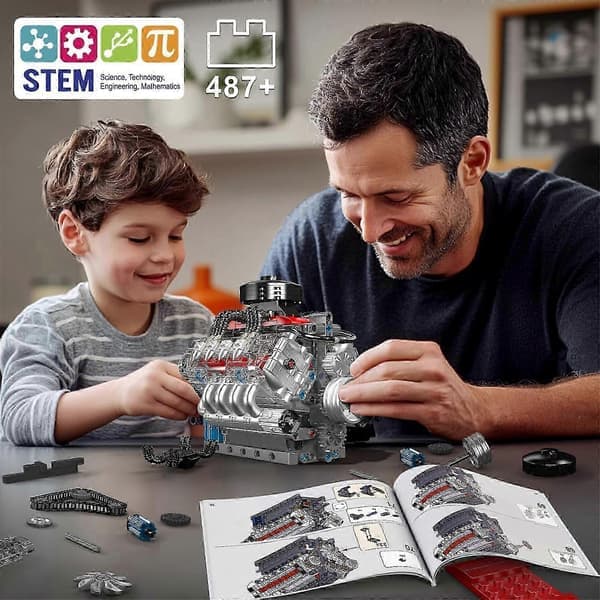 Mould King V8 Engine Building Blocks, Working V8 Engine Model Kit, Build Your Own STEM Model Engine, 8-Cylinder Car Engine
