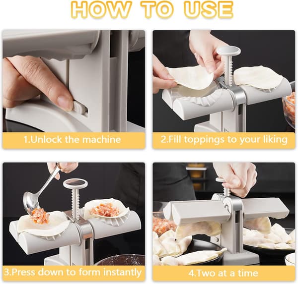 Automatic Dumpling Maker, Household Double Head Dumpling Machine Mold, Stainless Steel Kitchen Tool for Dumplings, Wrap Two at a Time