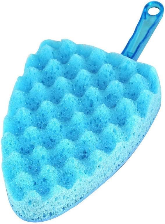 Triangular Sponge Brush with Handle, Wave Design, Car Wash Sponge, Car Wash and Drying Tool for Car Care, Blue