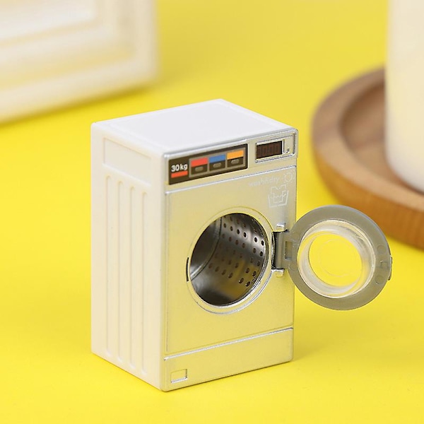 1:12 Dockhus Miniatyr Tvättmaskin Hushållsapparat Tvättmodell Dekoration Leksak Vit White 1 Pcs
