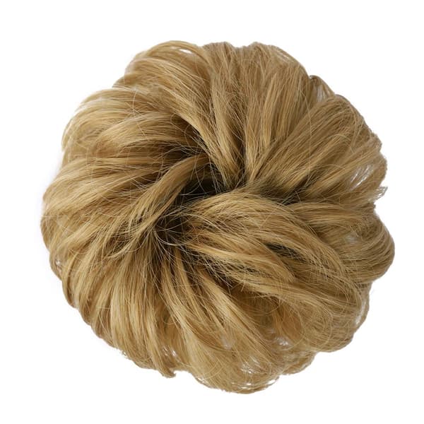 Messy Bun Hårforlengelse Scrunchie Rufsete Syntetisk Hårdonut for Kvinner Strawberry Blonde & Bleach Strawberry Blonde & Bleach