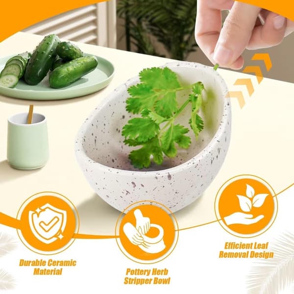 Herb Stripping Bowl, Ceramic Stripping Cup, Various Holes, Handmade Kitchen Utensil, White