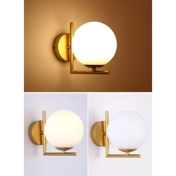 Modern Creative Wall Lamp with Globe Glass, E27 Gold Finish Metal