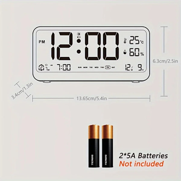 Multifunctional Digital Clock LED Adjustable Brightness Temperature and Humidity Display Dual Mode Alarm Clock G3440A