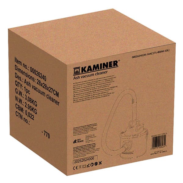 Tuhkaimuri – 10L, 800W, HEPA-suodatin, puhallustoiminto