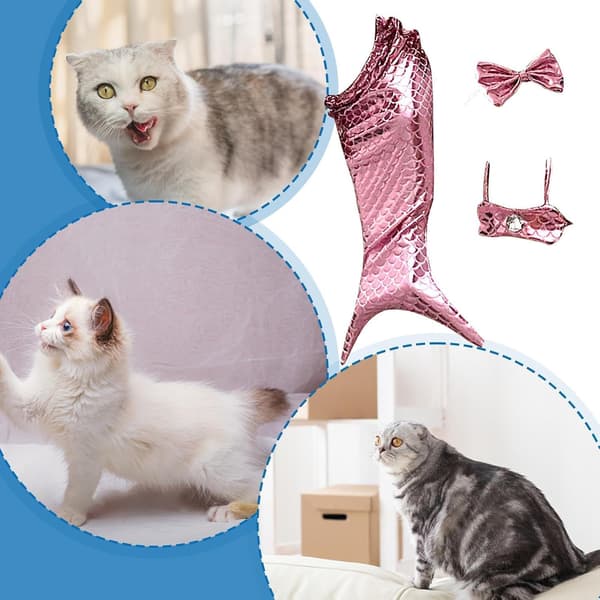 Sjöjungfrukostym för katt, rosa, M Rosa M.