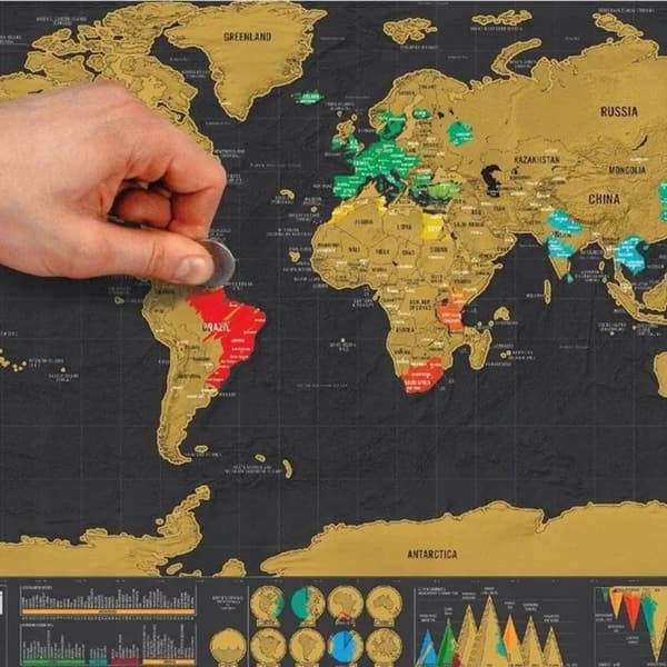 Resekart World Map Scratch Map - Size 82 X 59 Cm